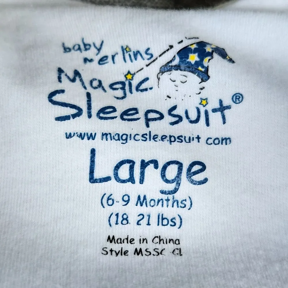 Baby Merlins Magic Sleepsuit Large 6-9 mos Yellow Unisex Cotton Swaddle Secure